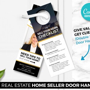 Real Estate Door Hanger, Realtor Door Hanger, Front Door Hanger, Real Estate Marketing, Digital Canva Download, Real Estate Farming