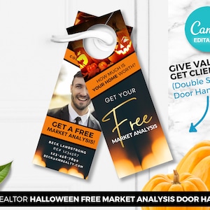 Halloween Real Estate Door Hanger, Free Market Analysis, Front Door Hanger, Real Estate Marketing, Digital Download, Real Estate Farming