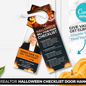 Halloween Real Estate Door Hanger, Realtor Door Hanger, Front Door Hanger, Real Estate Marketing, Digital Download, Real Estate Farming