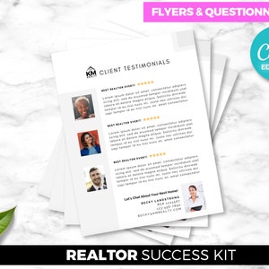 Kunden-Testimonial-Flyer, Makler, Maklerbewertungen, digitaler Canva-Download, bearbeitbare Marketingvorlage, Verkaufsartikel