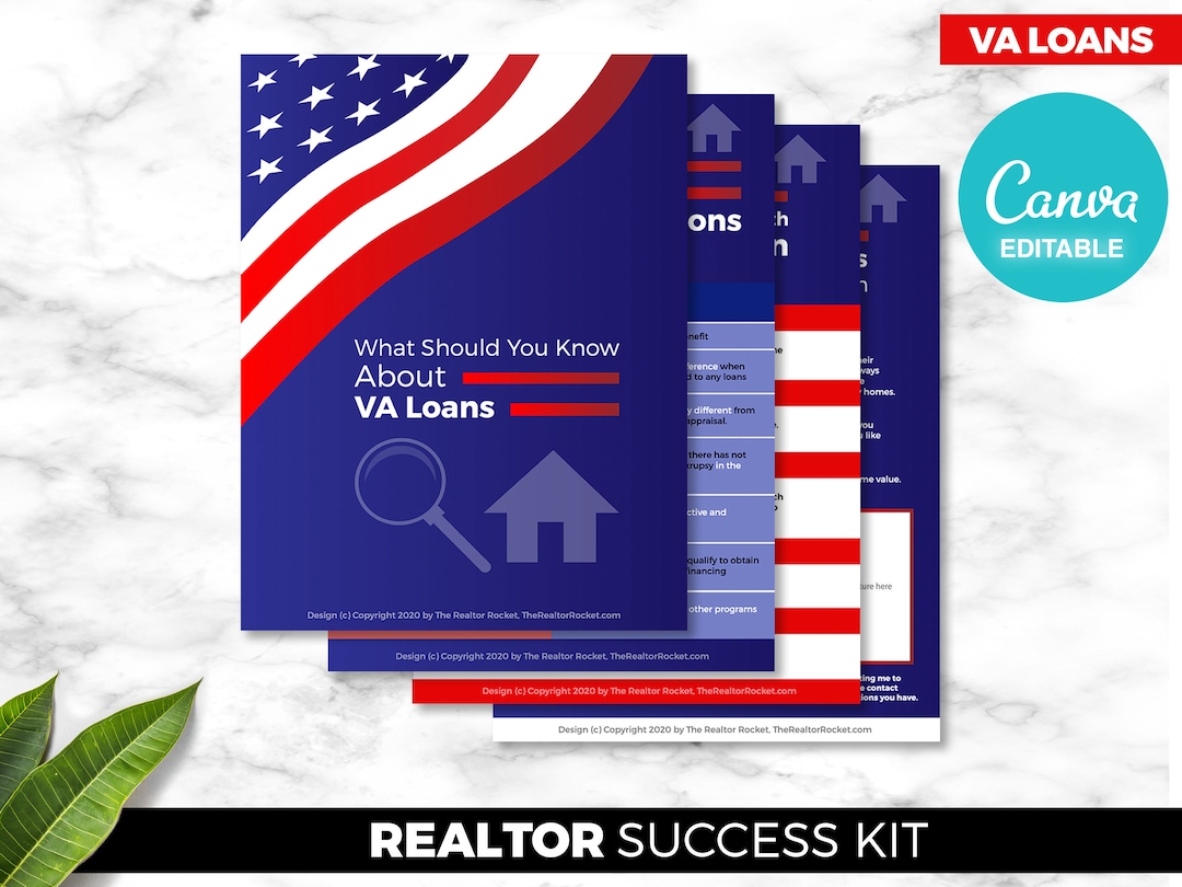 Realtor VA Loan, Patriotic Real Estate Agent Packet, Digital Illustrator Download, Editable PDF