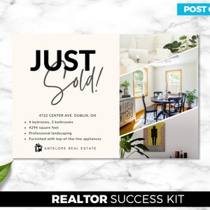 Real Estate Postcard, Just Sold, Real Estate Agent, Digital Canva Download, 2 Sided Postcard, Realtor Marketing Template, Free PDF image 2