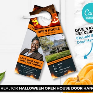 Halloween Real Estate Door Hanger, Realtor Door Hanger, Front Door Hanger, Real Estate Marketing, Digital Download, Real Estate Farming