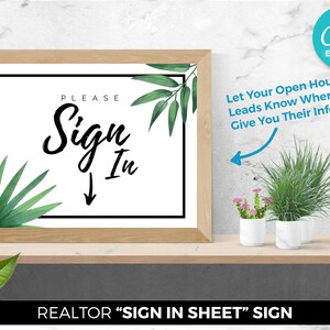Sign In Sheet, Real Estate Agent, Open House Sign, Digital Canva Download, Editable PDF, Realtor Marketing Template, Flyer Template