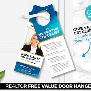Real Estate Door Hanger, Realtor Door Hanger, Front Door Hanger, Real Estate Marketing, Digital Canva Download, Real Estate Farming