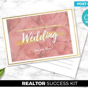 Cartão postal de casamento, cartão postal de férias, marketing imobiliário, presente imobiliário, download digital de canva, modelo de marketing para corretor de imóveis, itens de venda