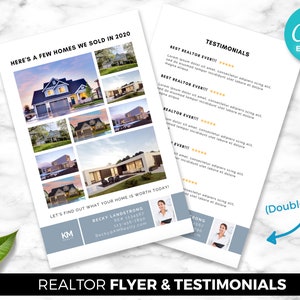 Kunden-Testimonial-Flyer, Makler, Maklerbewertungen, digitaler Canva-Download, bearbeitbare Marketingvorlage, Verkaufsartikel