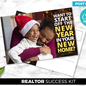 Postal navideña, Feliz Nochevieja, Agente de bienes raíces, Descarga digital de Canva, Celebrar, NYE, Plantilla de marketing de agentes inmobiliarios