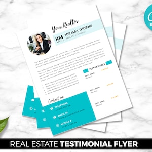 Kunden-Testimonial-Flyer, Makler, Maklerbewertungen, digitaler Canva-Download, bearbeitbare Marketingvorlage, Verkaufsartikel