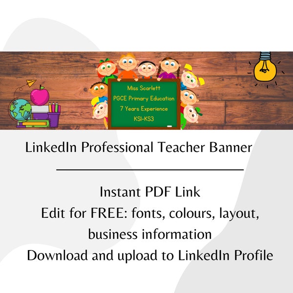 LinkedIn Teacher Banner | Professional Banner for Teachers | LinkedIn Profile Banner | Teacher Template