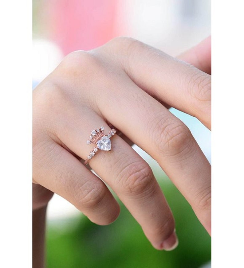 mothers day gift mystic topaz ring 14k Rose Gold Plated Princess Crown Stone Ring
