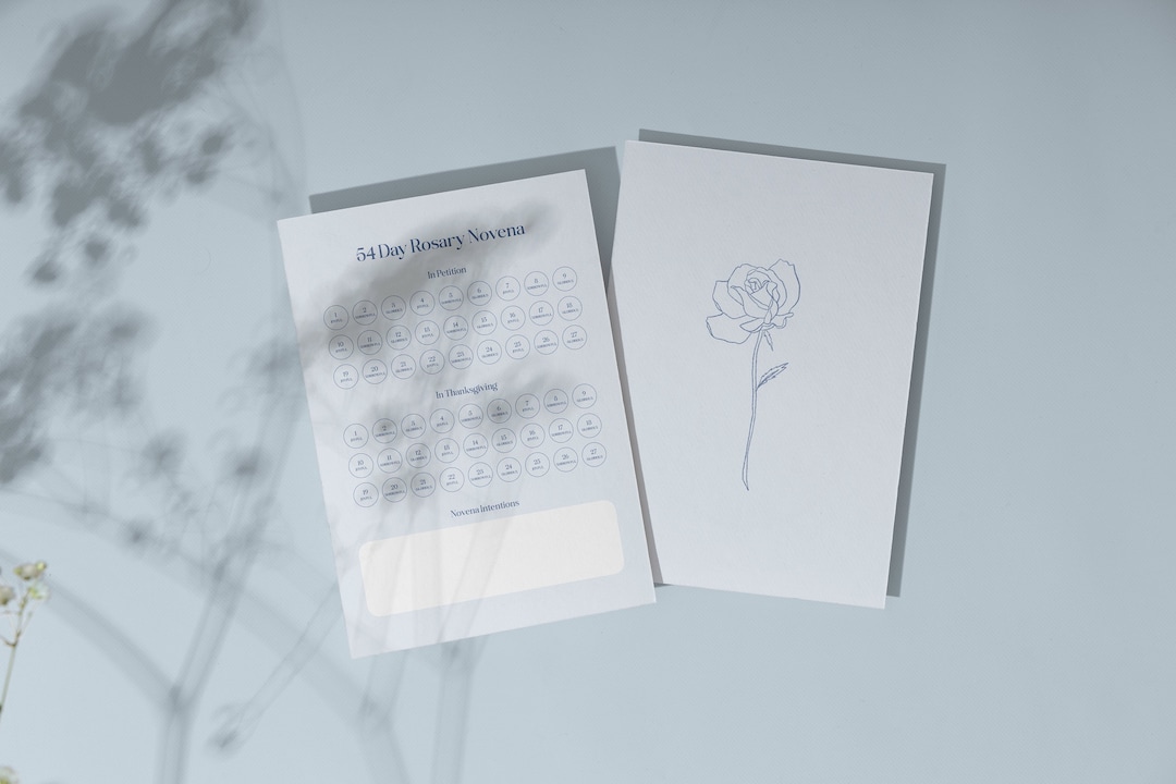 54 Day Rosary Novena Card A6 Catholic Faith Marian Prayer Devotion Card