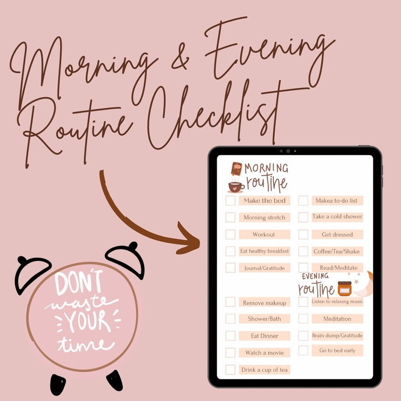 Morning and Evening Routine Checklist, Daily Routine, Daily Schedule ...