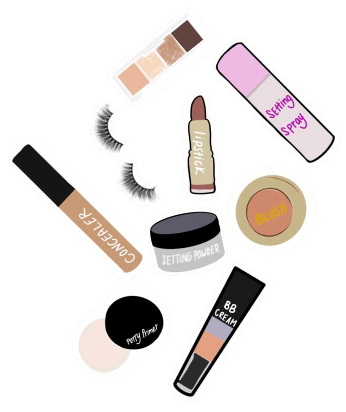 Makeup Sticker Bundle Makeup Stickers Vinyl Stickers Etsy