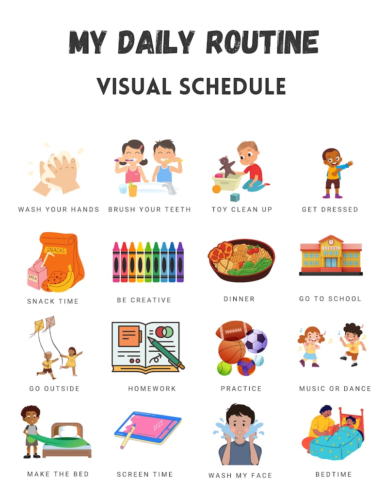 Kids Daily Routine Visible Schedule for Kids printable PDF - Etsy