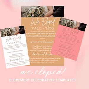 Elopement Celebration Templates, Elopement day, Wedding day invite, Wedding invite, Wedding, Budget friendly wedding, DIY bride, DIY wedding