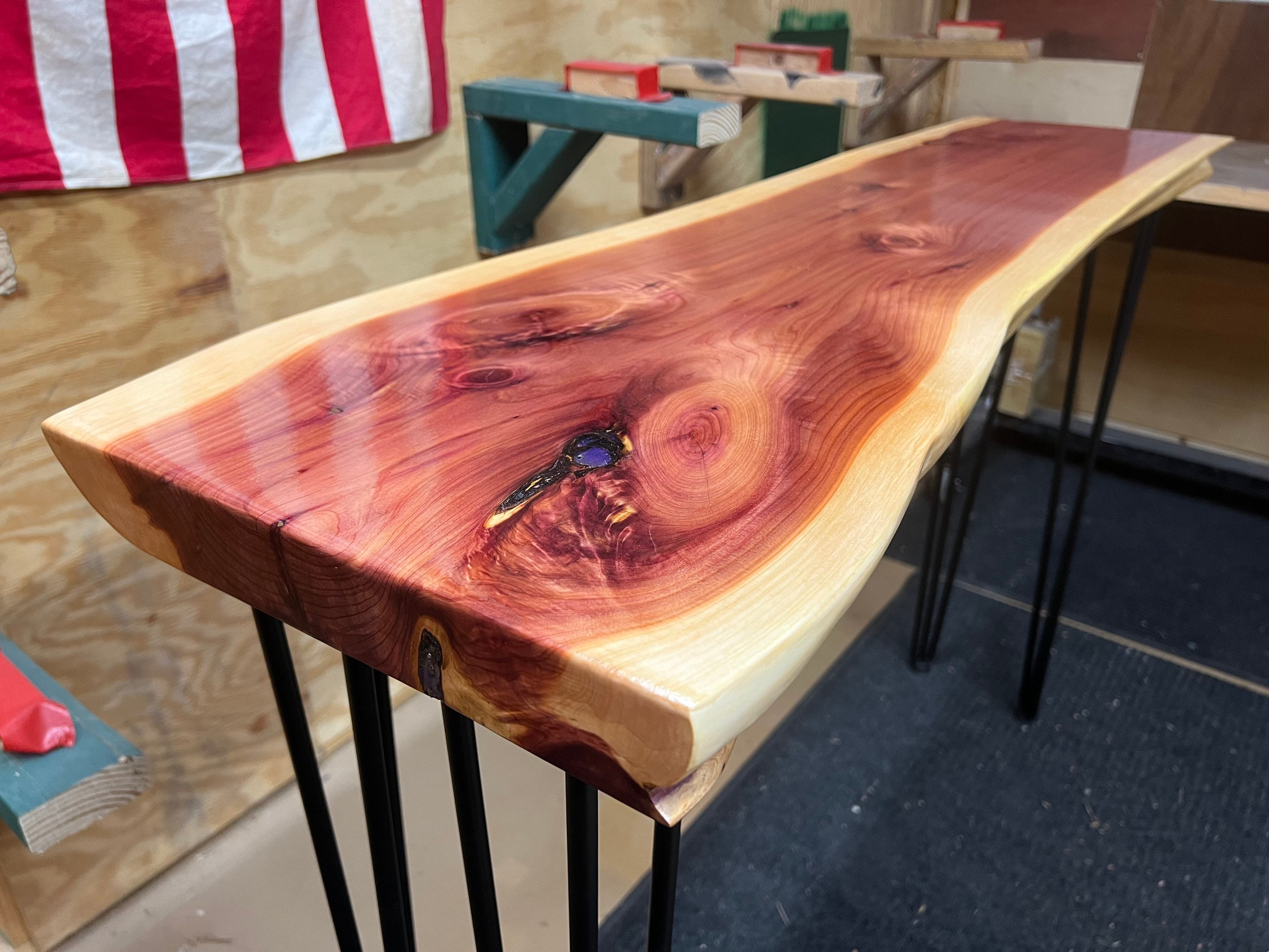 Entryway Furniture 48in 4ft 4 Legs Handmade Wood Live Edge Cedar Entry