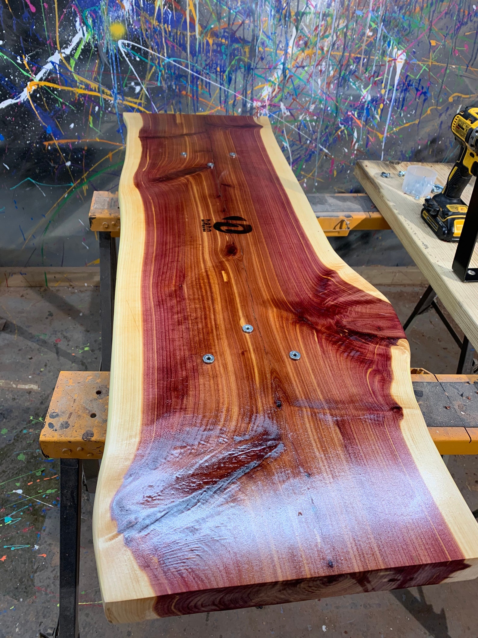 Handmade Wood Live Edge Cedar Bench 48in 4ft Epoxy/Resin Etsy