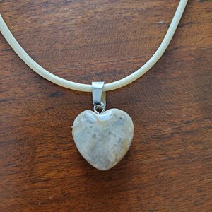 Agate Heart Necklace, natural stone jewelry, polished gemstone pendant, Agate crystal, tumbled rock necklace
