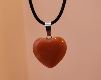 Karneol Herz Halskette, Naturstein Schmuck, Kristall Anhänger, Karneol Halskette, rotes Herz Halskette, Kristallhalskette, Karneol
