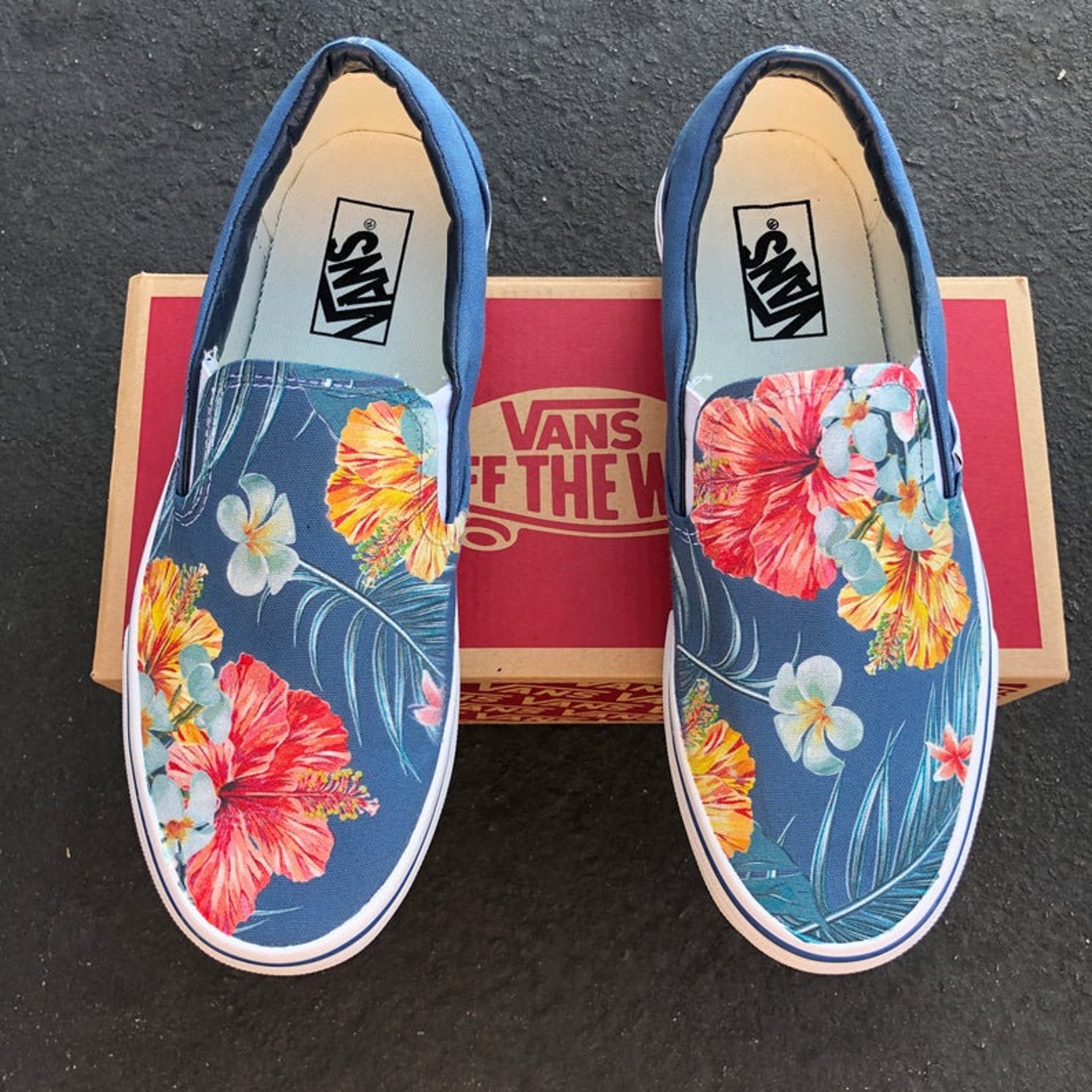 Tropical Floral Pattern on Vans Slip On Shoes Tropical Vans | Etsy