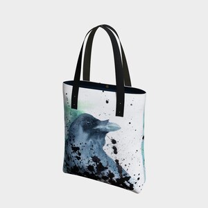 Inky Raven Tote bag based on original watercolour by Beth Doman