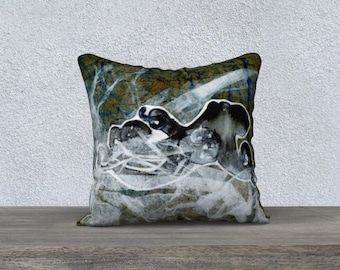 Kraken Cushion Cover (black) based on collage by Beth Doman