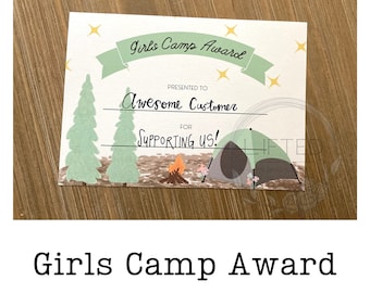 Girls Camp Award Certificates Digital Download