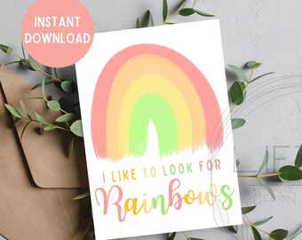Printable Baptism Card - I Like to Look for Rainbows