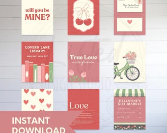 Valentine Printable Wall Art Bundle with 9 super adorable designs Instant Download - Perfect for parties and Bridal showers