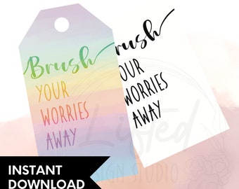 Painting "Brush Your Worries Away" Gift Tags