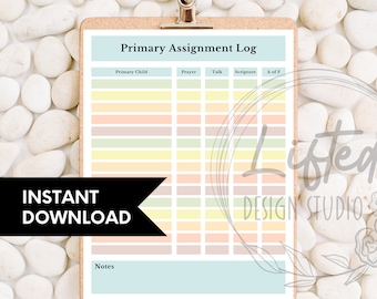 Printable Primary Assignment Log