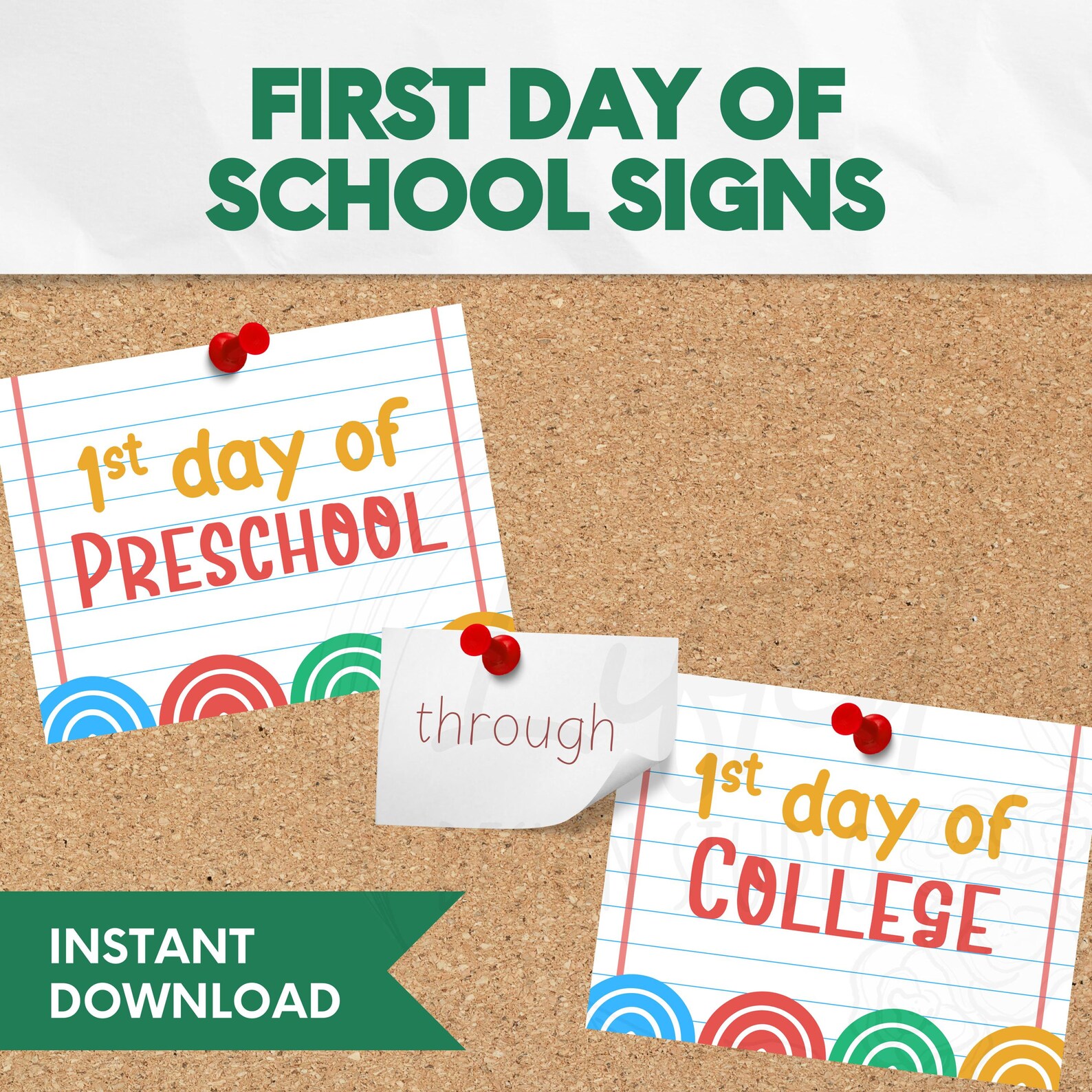 Printable, Colorful First Day of School Signs - Etsy