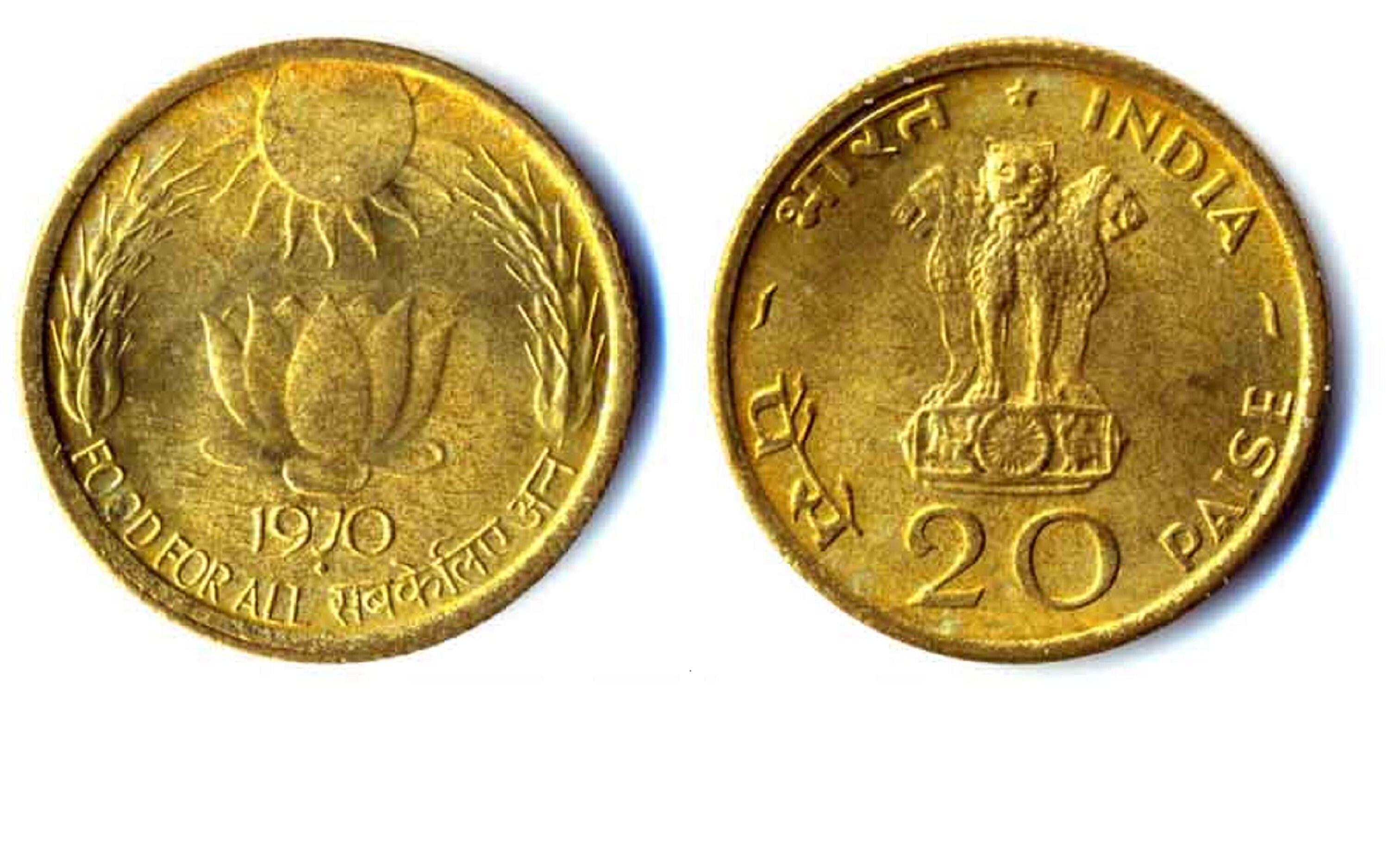 20 Paise Lotus Old Rare Bronze Indian Coins Etsy