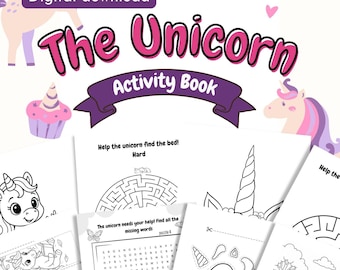 Cahier d'activités la licorne | Pack d'activités licorne à imprimer - Coloriages, travaux manuels et jeux pour enfants