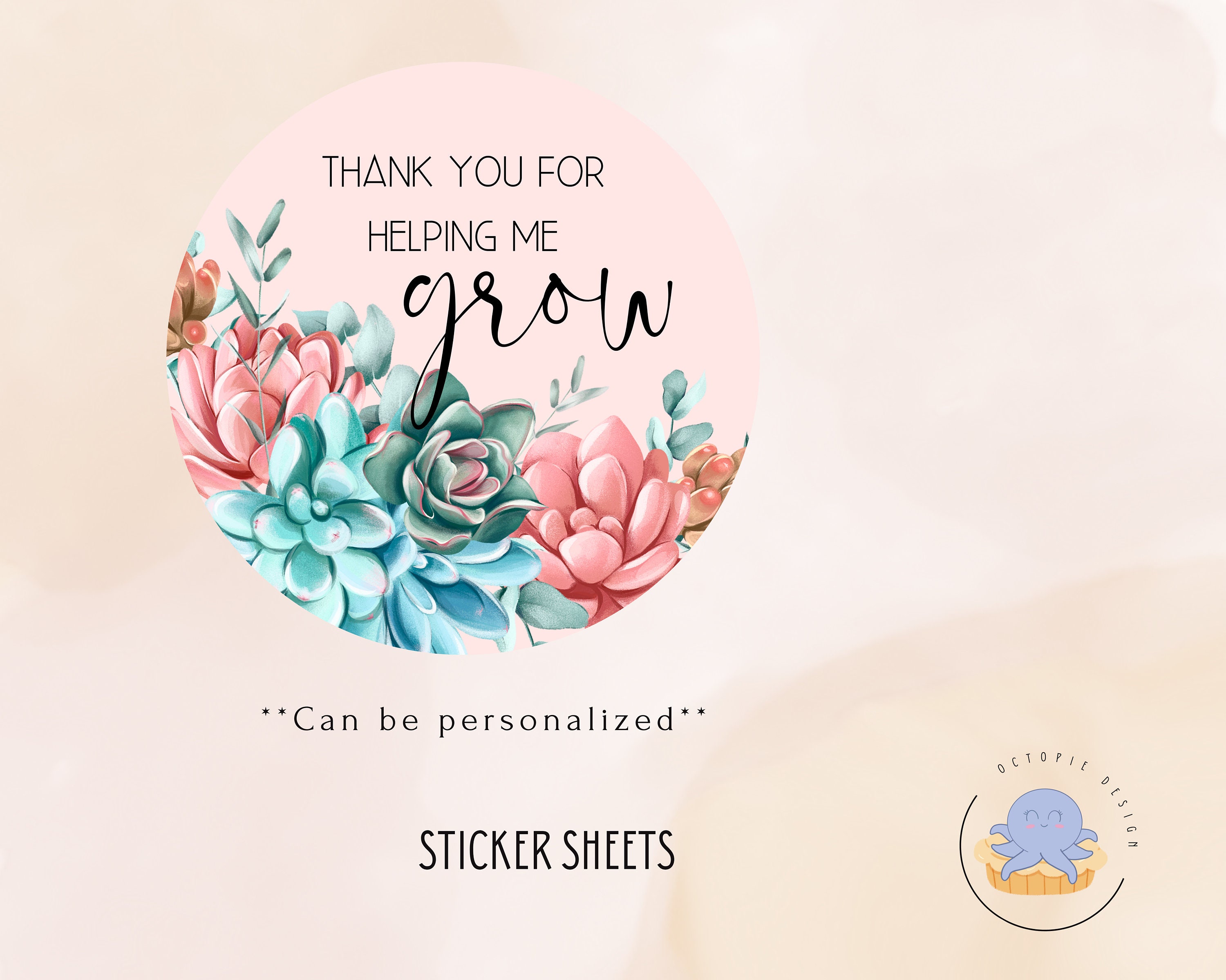 Thank You for Helping Me Grow Sticker Sheets, Teacher Appreciation ...