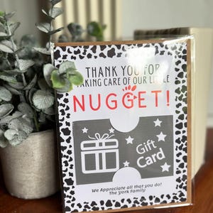 Taking Care Of Our Little Nugget Gift Card Holder - Daycare Teacher Thank You Gift, Chicken Nug, Teacher Appreciation PRINTED & PERSONALIZED