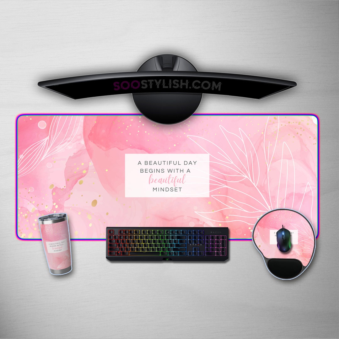 Pink Motivatonal Desk Mat Pink Desk Pad Motivational Wrist Etsy