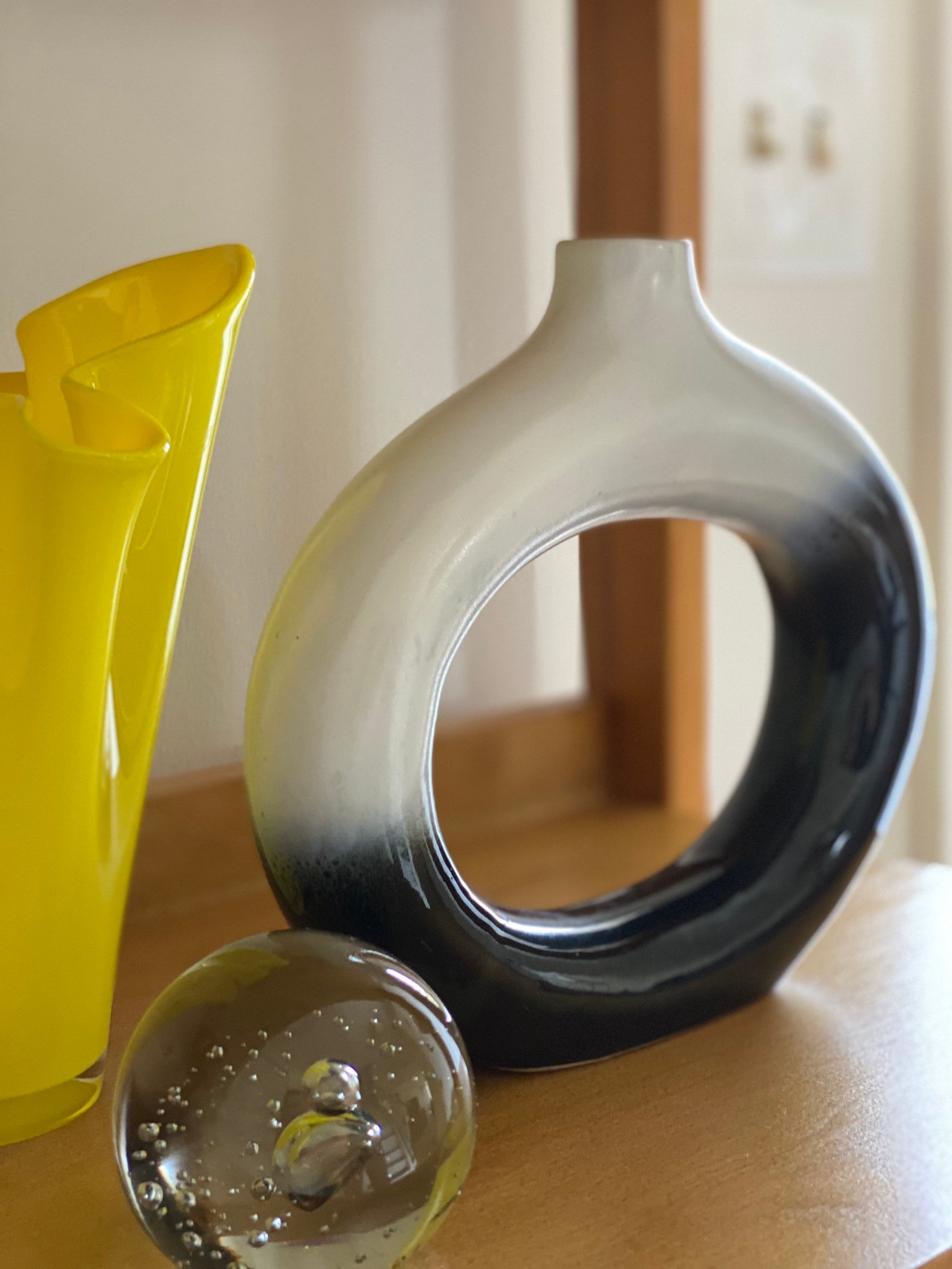 Vintage Circle Vase / Glazed Ceramic Circle Vase / Modern Etsy