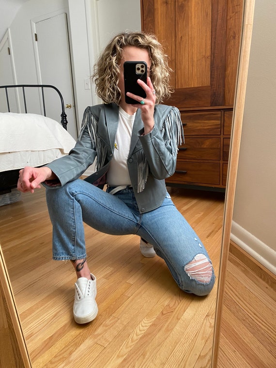 Vintage Leather Jacket with Fringe