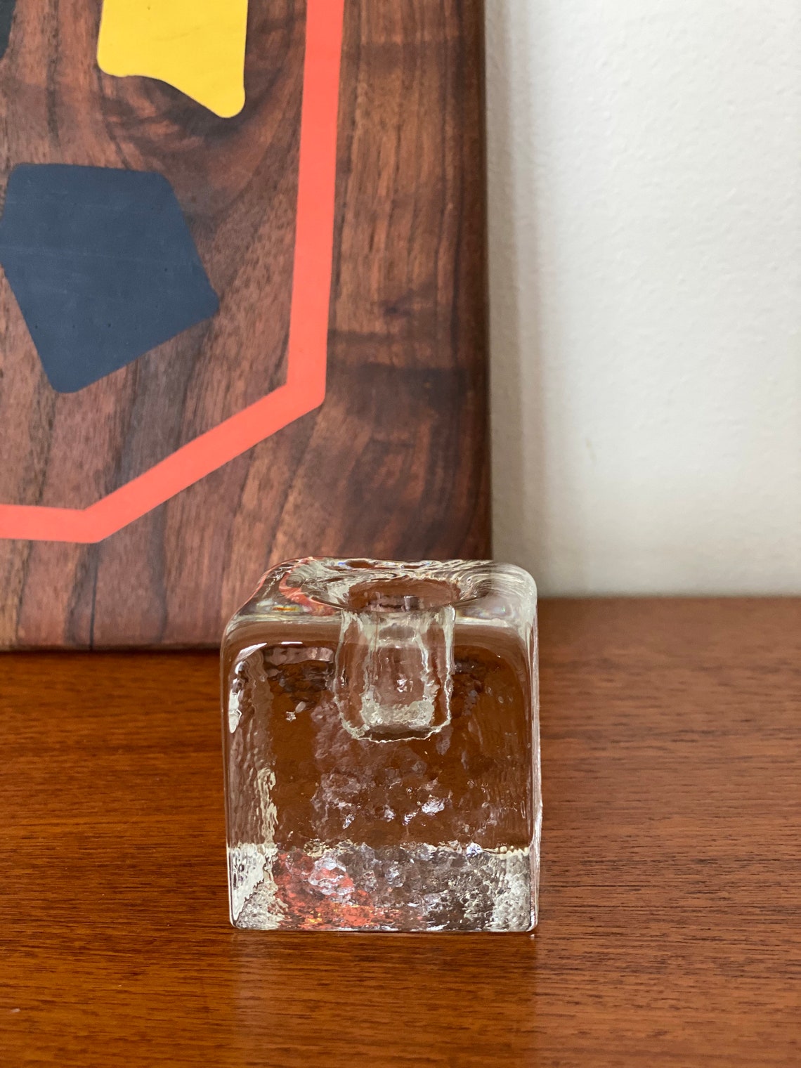 Mid Century Modern Ice Cube Candle Holder / Modern Glass Ice Etsy