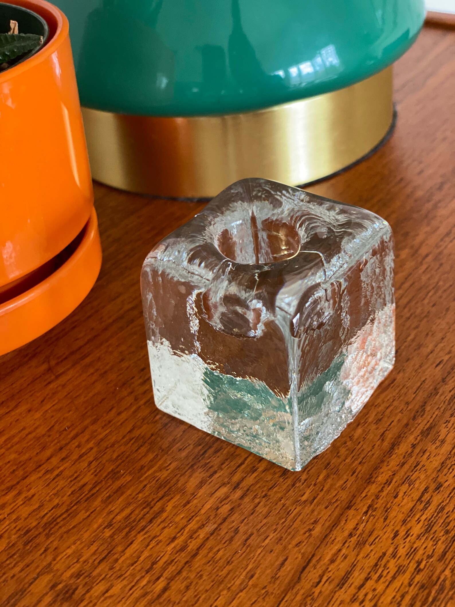 Mid Century Modern Ice Cube Candle Holder / Modern Glass Ice Etsy
