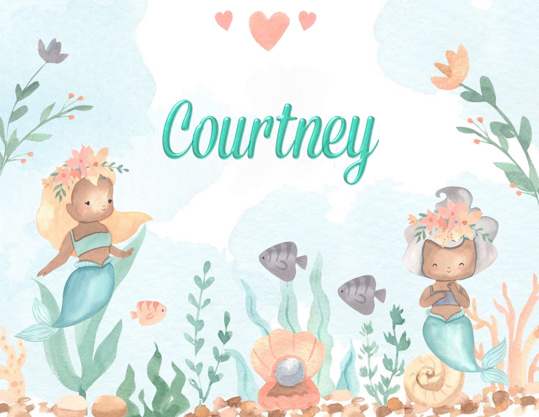 Mermaid Custom Name Printable: Whimsical Mermaid Scene Personalized ...