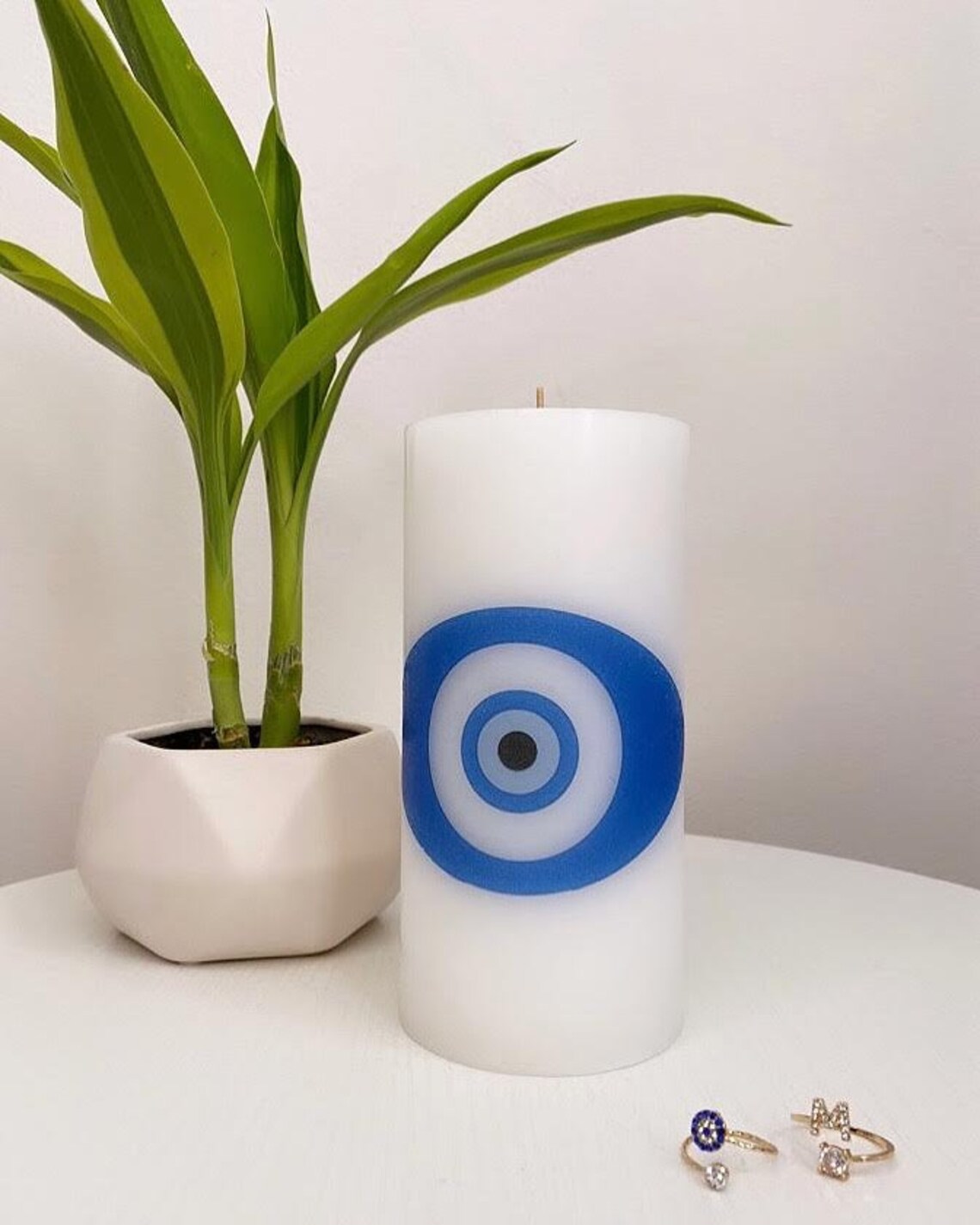Evil Eye Pillar Candle Etsy