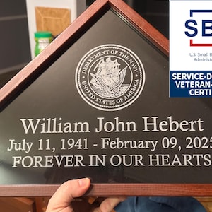 Personalized Fallen Hero Flag Box: Engraved Memorial Display Case