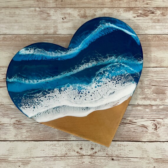 Handmade Epoxy Resin Artist Heart, Resin Home decor Heart, Wall hanging Heart  decor, Valentines Day Gift For Her.