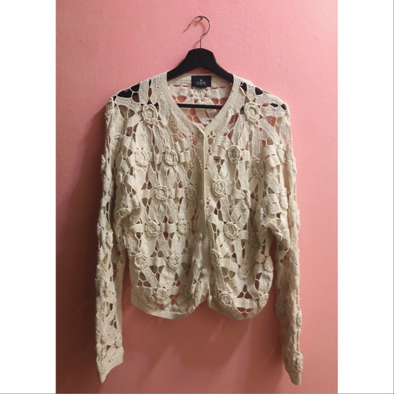 Rosette Crochet Cardigan