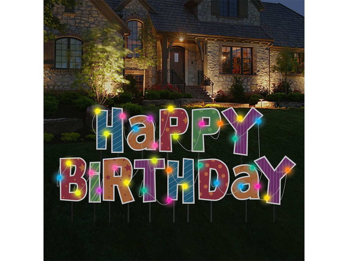 Happy Birthday Yard Sign with Stakes Set of 13 Large Lawn Etsy