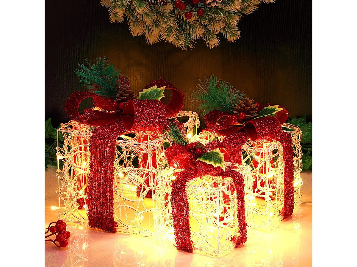 Christmas Set of 3 Lighted Gift Boxes Decorations Prelit 60 Etsy