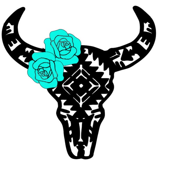 Aztec Bull Skull Decal